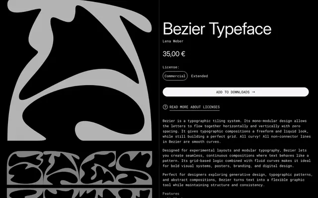 Bezier Typeface specimen from 6TM Magazine