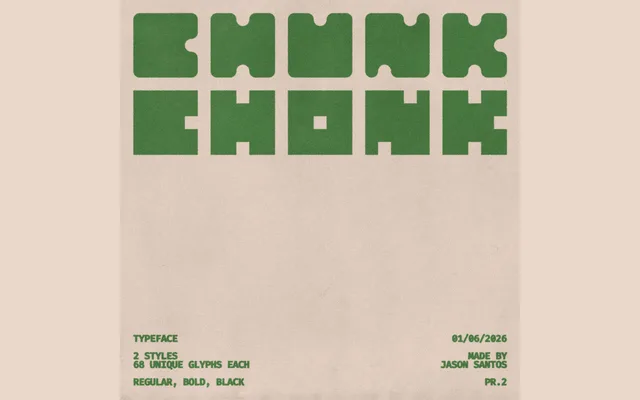 Chunk Chonk Typeface specimen from 6TM Magazine