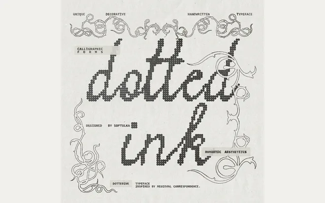 Dotted Ink Font specimen from 6TM Magazine
