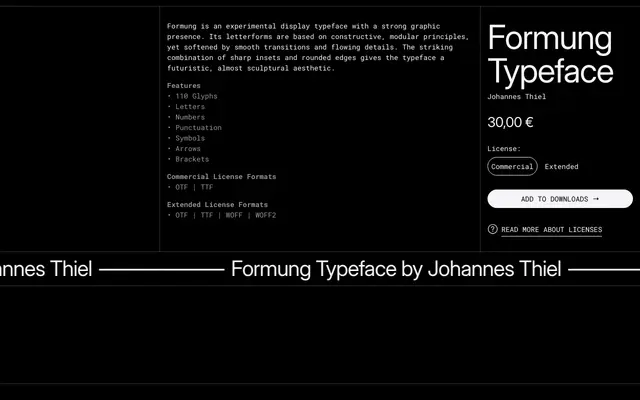 Formung Typeface specimen from 6TM Magazine