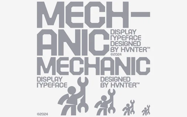 Mechanic Font specimen from 6TM Magazine