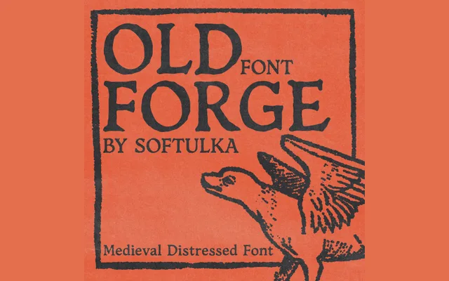 Oldforge Distressed Font specimen from 6TM Magazine
