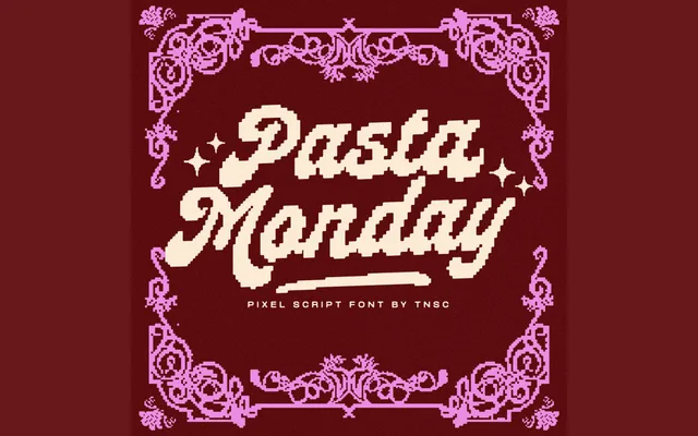 Pasta Monday Pixel Script specimen from 6TM Magazine