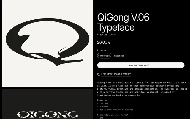 QiGong V.06 Typeface specimen from 6TM Magazine