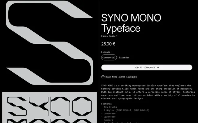SYNO MONO specimen from 6TM Magazine
