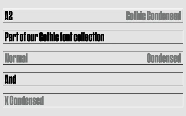 A2 Gothic Condensed specimen from A2-Type