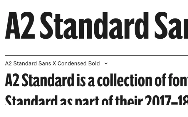 A2 Standard Sans X Condensed specimen from A2-Type