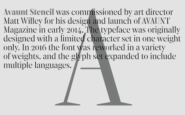 Avaunt Stencil specimen from A2-Type
