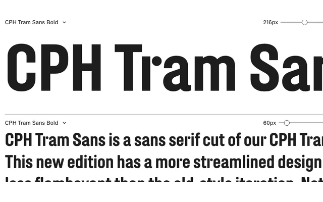 CPH Tram Sans specimen from A2-Type