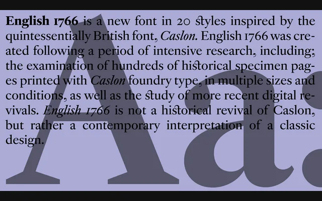 English 1766 specimen from A2-Type