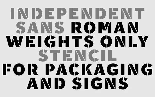 Independent Sans Stencil specimen from A2-Type