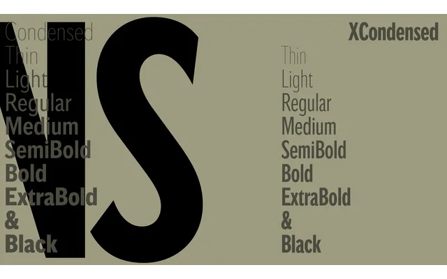 Nuacht Sans Condensed + X Condensed specimen from A2-Type