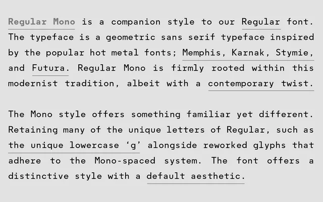 Regular Mono specimen from A2-Type