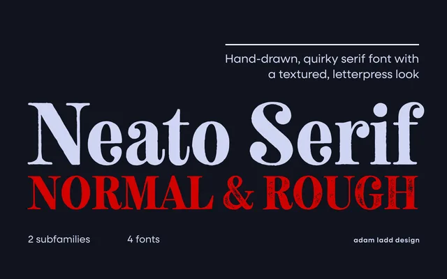 Neato Serif specimen from Adam Ladd Design