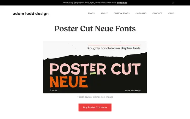 Poster Cut Neue specimen from Adam Ladd Design