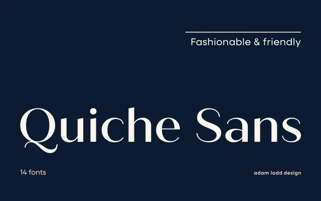Quiche Sans specimen from Adam Ladd Design