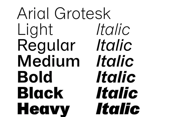 Arial Grotesk specimen from AlfaType Fonts Foundry