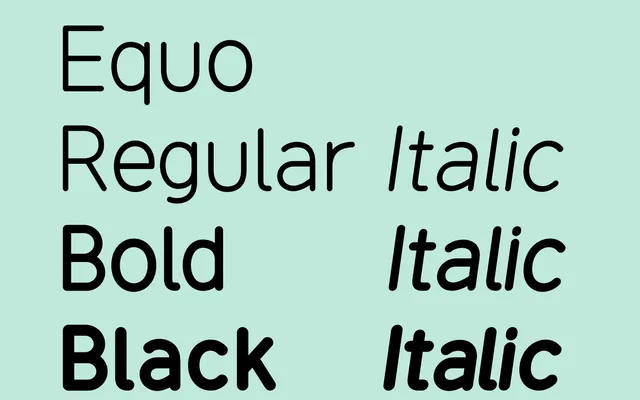 Equo specimen from AlfaType Fonts Foundry