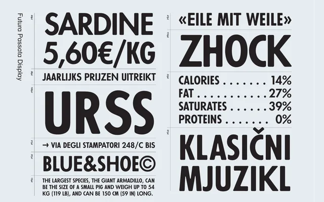 Passata specimen from AlfaType Fonts Foundry