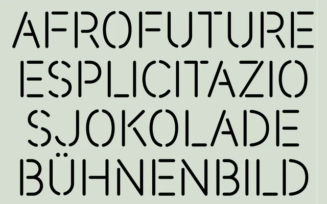 Stencil specimen from AlfaType Fonts Foundry