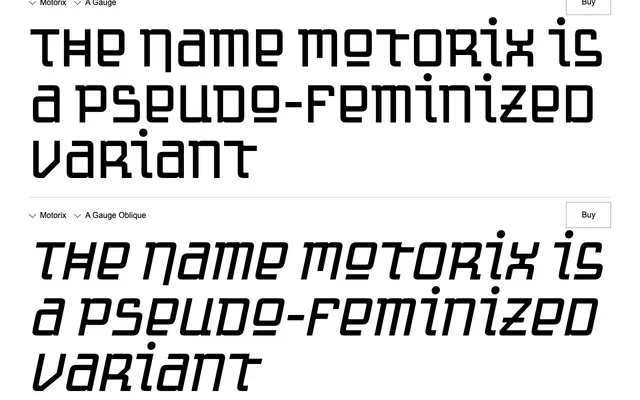 Motorix specimen from Ampersand Type Foundry
