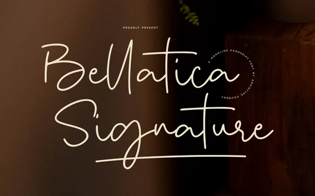 Bellatica Signature specimen from Anxietype Foundry