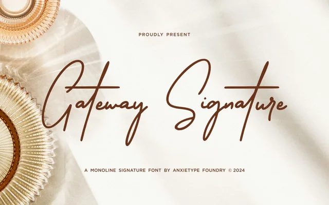 Gateway Signature specimen from Anxietype Foundry
