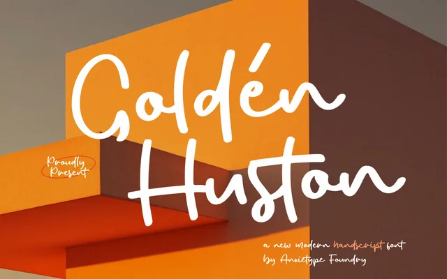Golden Huston specimen from Anxietype Foundry