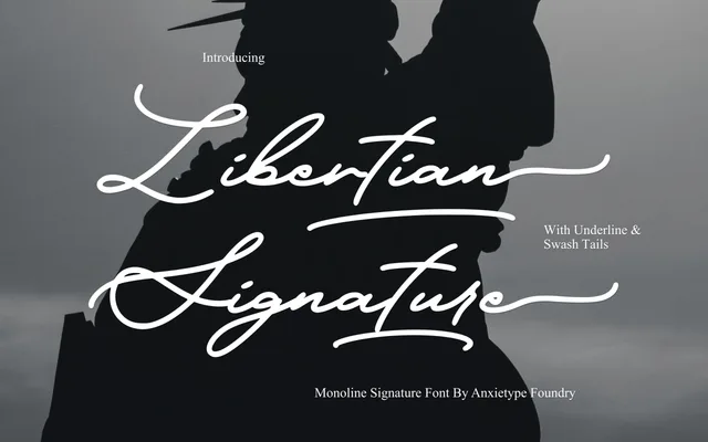 Libertian Signature specimen from Anxietype Foundry
