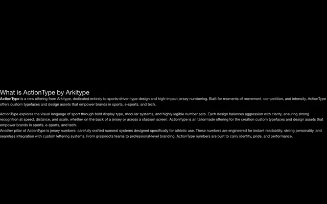 ActionType specimen from Arkitype