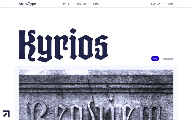 Kyrios specimen from ArrowType