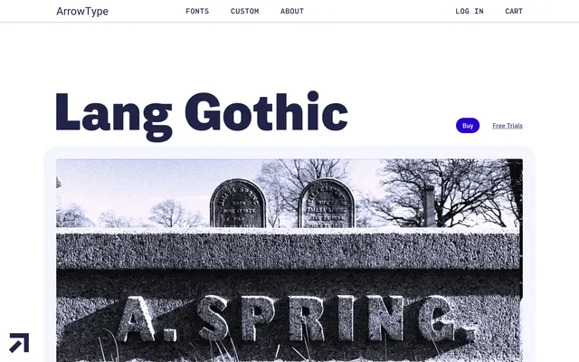 Lang Gothic specimen from ArrowType