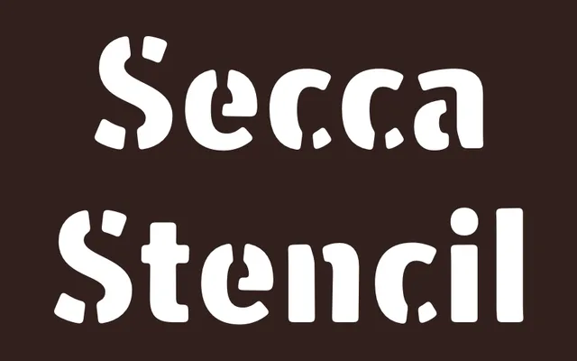 Secca Stencil specimen from Astype Fonts