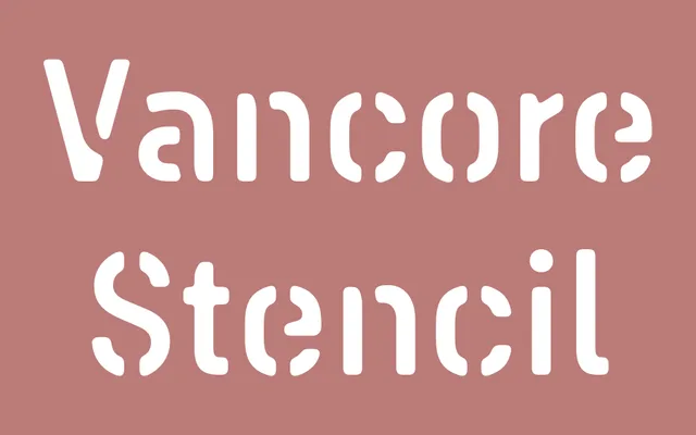 Vancore Stencil specimen from Astype Fonts