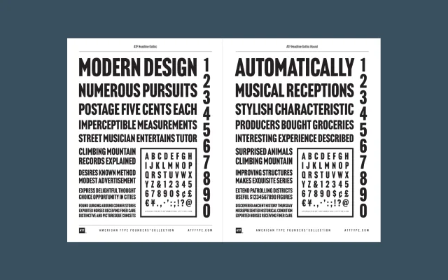 Headline Gothic specimen from ATF Collection