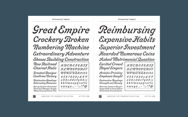 Livermore Script specimen from ATF Collection
