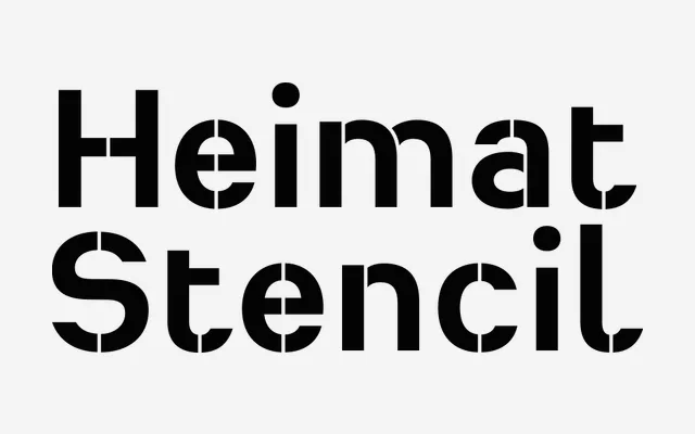Heimat Stencil specimen from Atlas Fonts