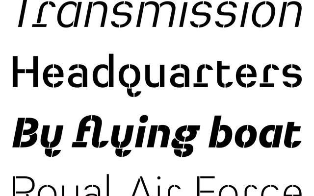 Heimat Stencil specimen from Atlas Fonts