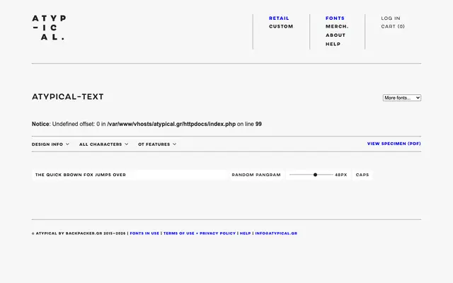 Atypical Text specimen from Atypical