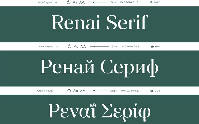 Renai Serif specimen from Babelfont