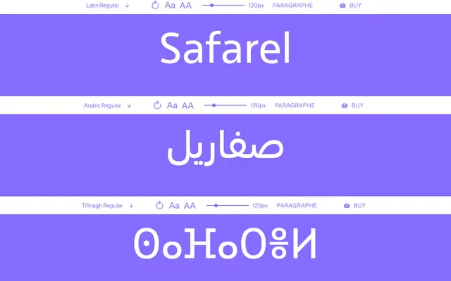 Safarel specimen from Babelfont