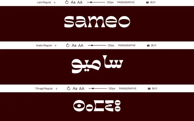 Sameo specimen from Babelfont