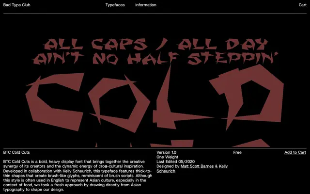 BTC Cold Cuts specimen from Bad Type Club