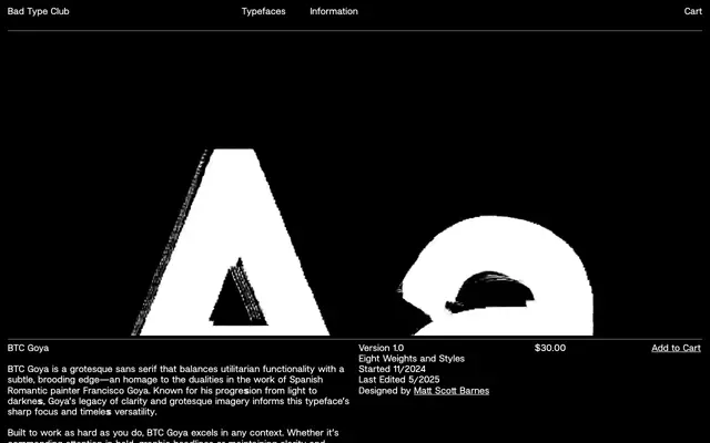 BTC Goya specimen from Bad Type Club