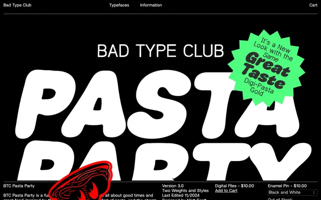 BTC Pasta Party specimen from Bad Type Club