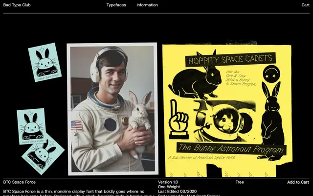 BTC Space Force specimen from Bad Type Club