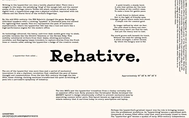 REHATIVE specimen from Bagerich Type Foundry