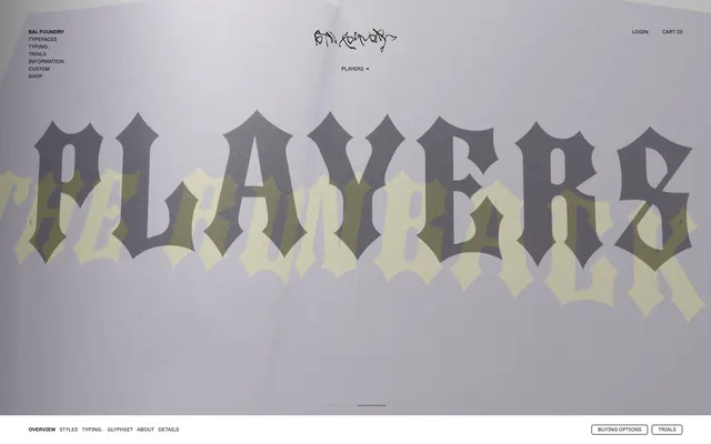 Players specimen from Bal Foundry