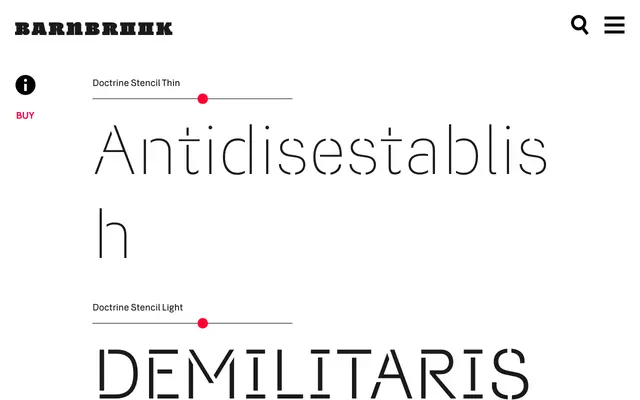 Doctrine Stencil specimen from Barnbrook