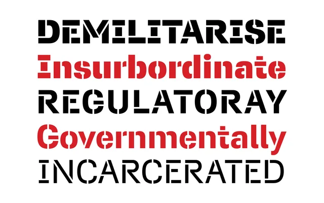 Doctrine Stencil specimen from Barnbrook